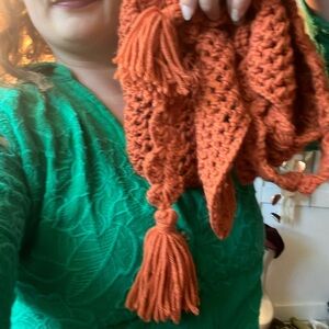 Knit Orange Shawl